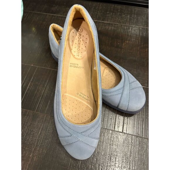 Rockport Women's Blue Leather Loafers Size 8.0  Slip On Round Toe - Picture 1 of 7